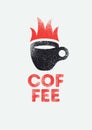 Coffee typographical vintage grunge style poster, emblem or menu design with letterpress effect. Vector illustration.